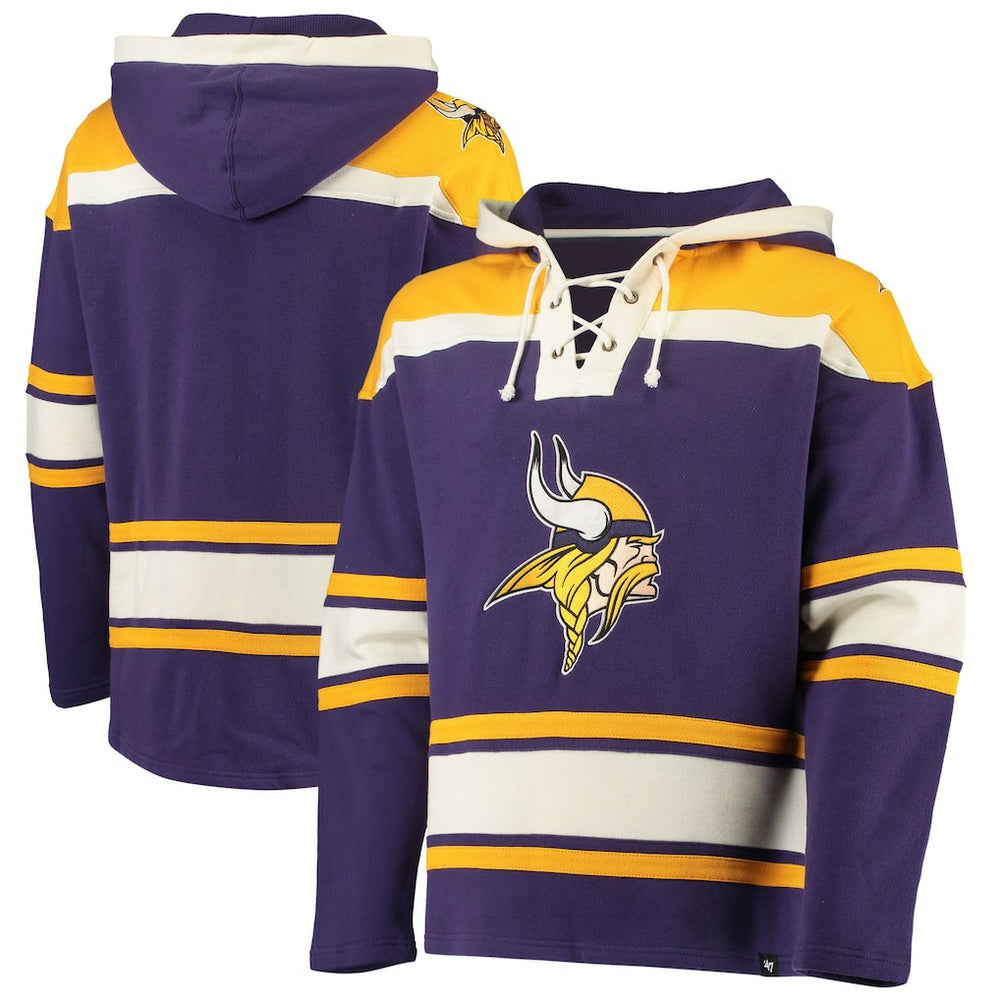Minnesota Vikings '47 Lacer V-Neck Pullover Hoodie - Purple/Gold - 47 brand