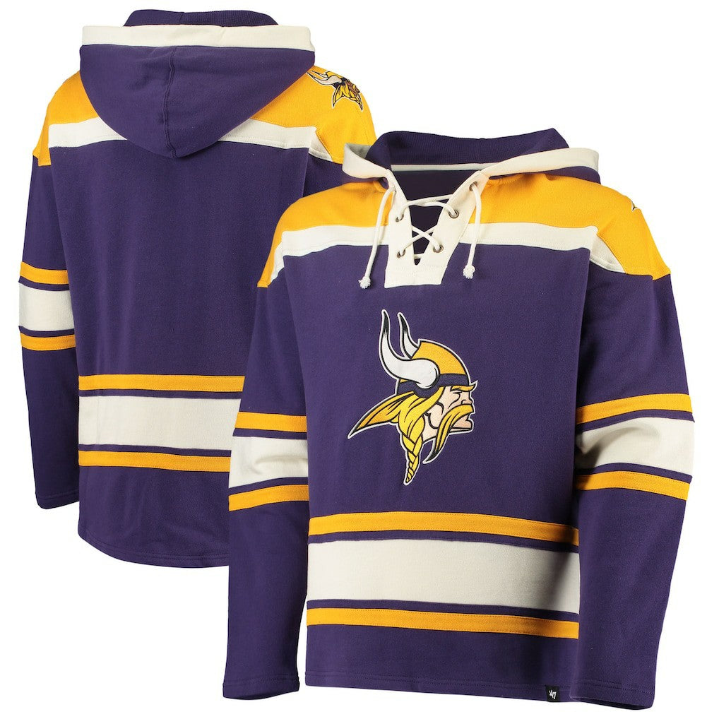 Minnesota Vikings '47 Lacer V-Neck Pullover Hoodie - Purple/Gold - 47 brand