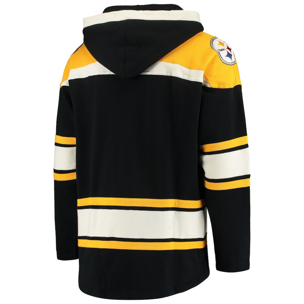 Pittsburgh Steelers '47 Lacer V-Neck Pullover Hoodie - Black/Gold - 47 brand