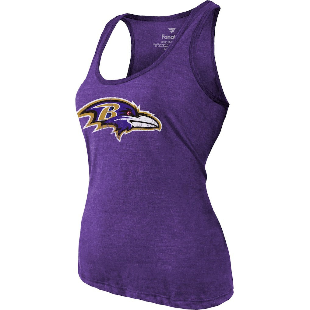 Lamar Jackson Baltimore Ravens Majestic Threads Women's Name & Number Tri-Blend Tank Top - Heathered Purple - NFL