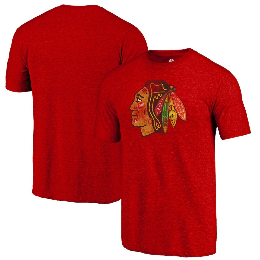 Chicago Blackhawks Distressed Tri-Blend T-Shirt - Red | NHL on sale