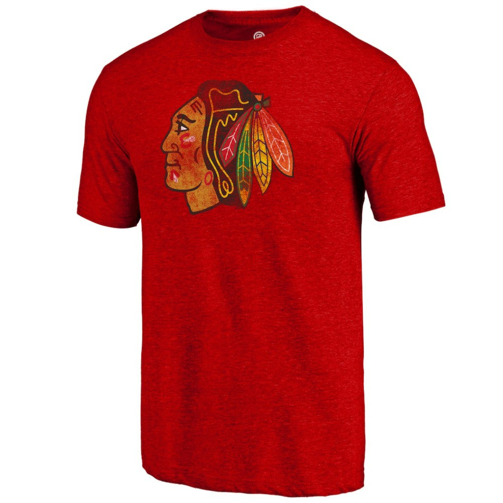 Chicago Blackhawks Distressed Tri-Blend T-Shirt - Red | NHL on sale