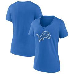 Detroit Lions Women's Primary Team Logo V-Neck T-Shirt - Blue - NFL