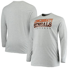 Cincinnati Bengals Big & Tall Practice Long Sleeve T-Shirt - Heathered Gray - Fanatics