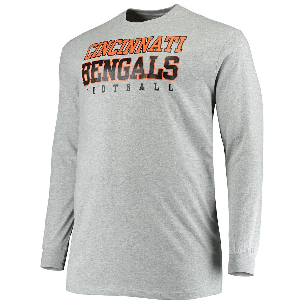 Cincinnati Bengals Big & Tall Practice Long Sleeve T-Shirt - Heathered Gray - Fanatics