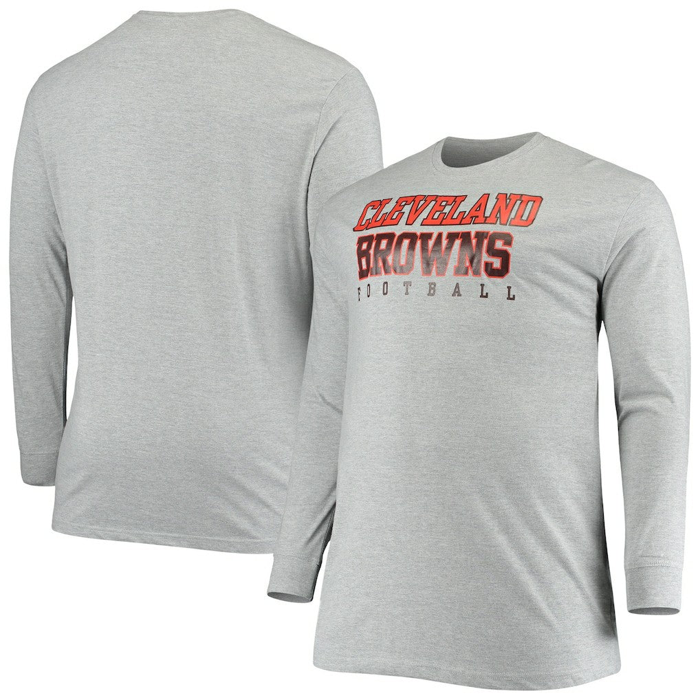 Cleveland Browns Big & Tall Practice Long Sleeve T-Shirt - Heathered Gray - Fanatics