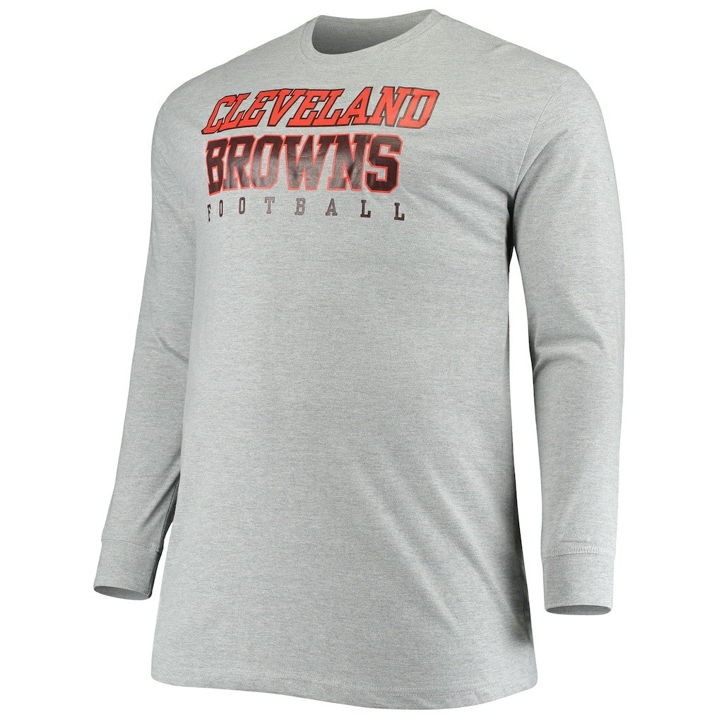 Cleveland Browns Big & Tall Practice Long Sleeve T-Shirt - Heathered Gray - Fanatics