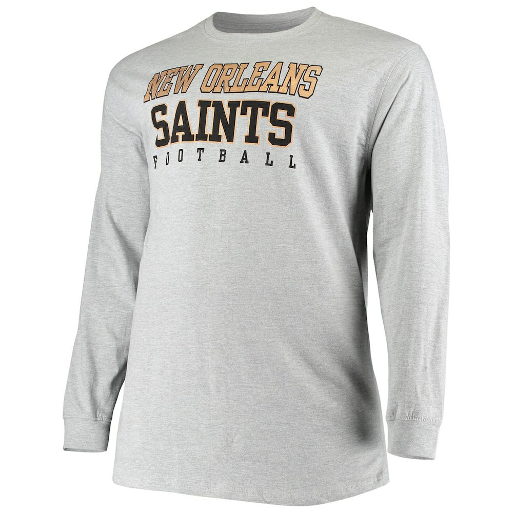 New Orleans Saints Big & Tall Practice Long Sleeve T-Shirt - Heathered Gray - Fanatics