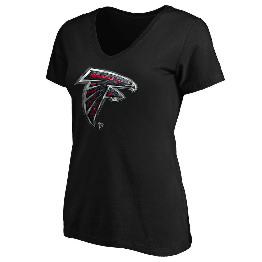 Atlanta Falcons Women's Midnight Mascot Logo V-Neck T-Shirt - Black - NFL