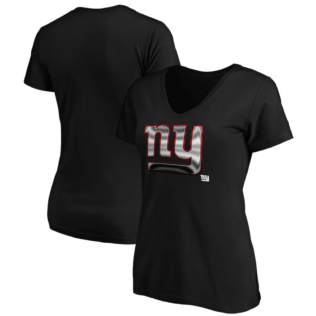 New York Giants Women's Midnight Mascot Logo V-Neck T-Shirt - Black - NFL
