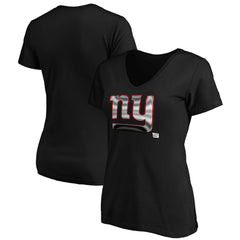 New York Giants Women's Midnight Mascot Logo V-Neck T-Shirt - Black - NFL