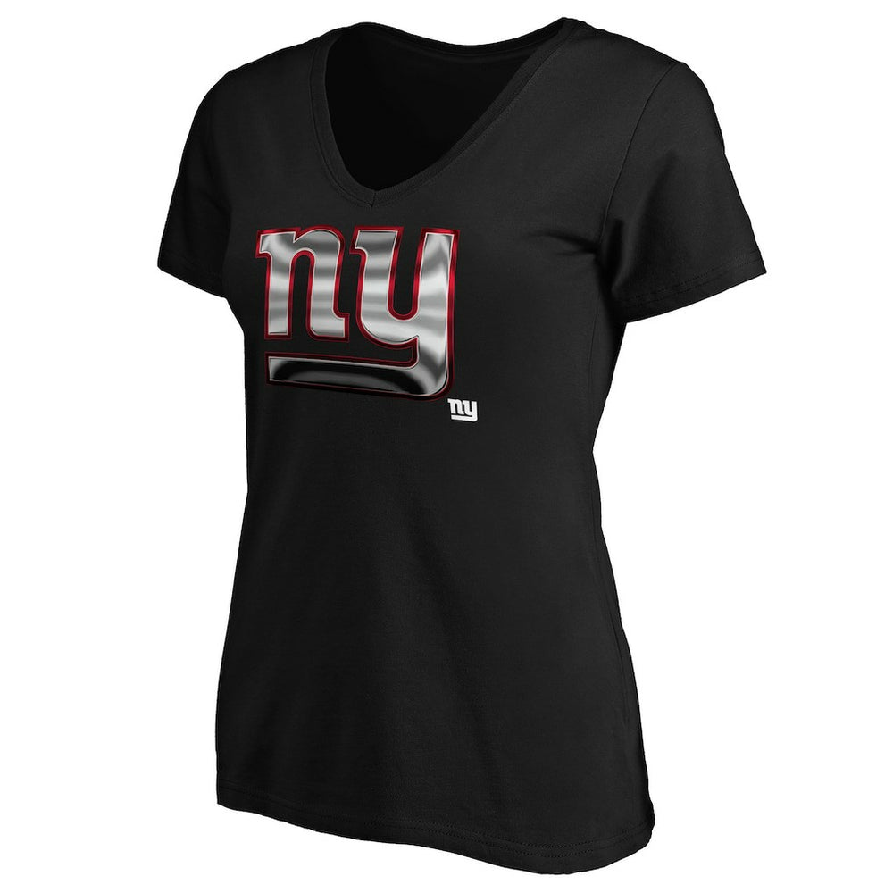 New York Giants Women's Midnight Mascot Logo V-Neck T-Shirt - Black - NFL