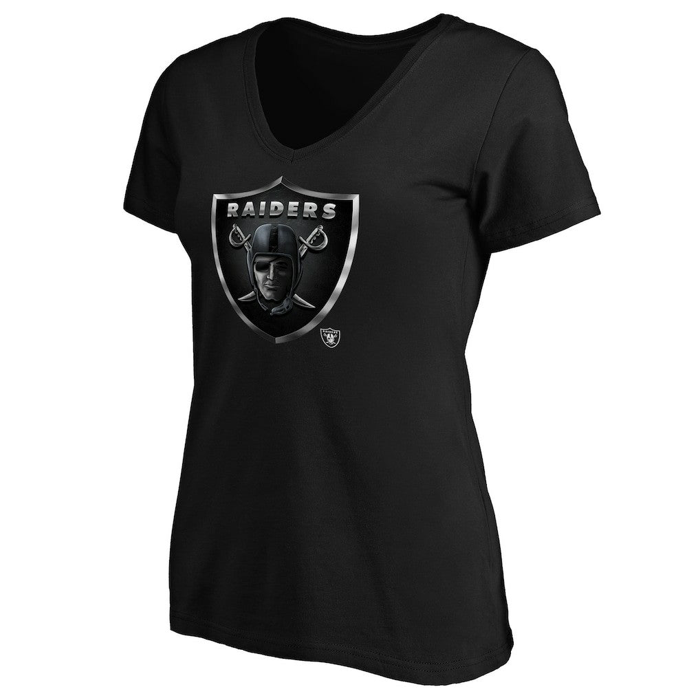 Las Vegas Raiders Women's Midnight Mascot Logo V-Neck T-Shirt - Black - NFL