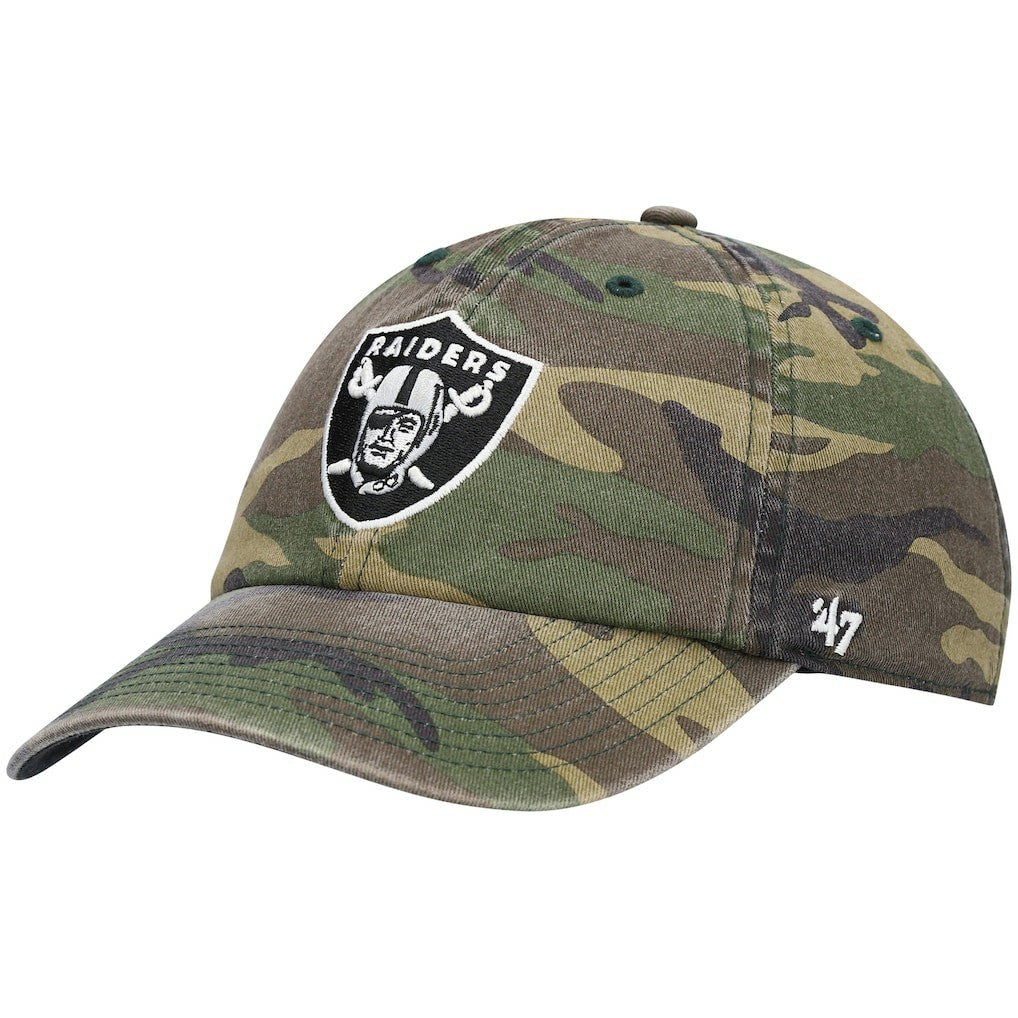 Las Vegas Raiders '47 Woodland Clean Up Adjustable Hat - Camo - 47 brand