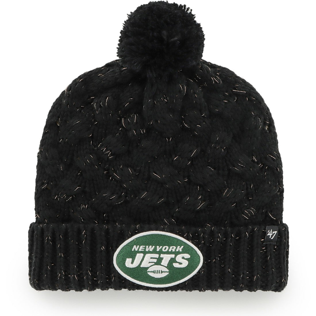 New York Jets '47 Women's Fiona Logo Cuffed Knit Hat with Pom - Black - 47 brand