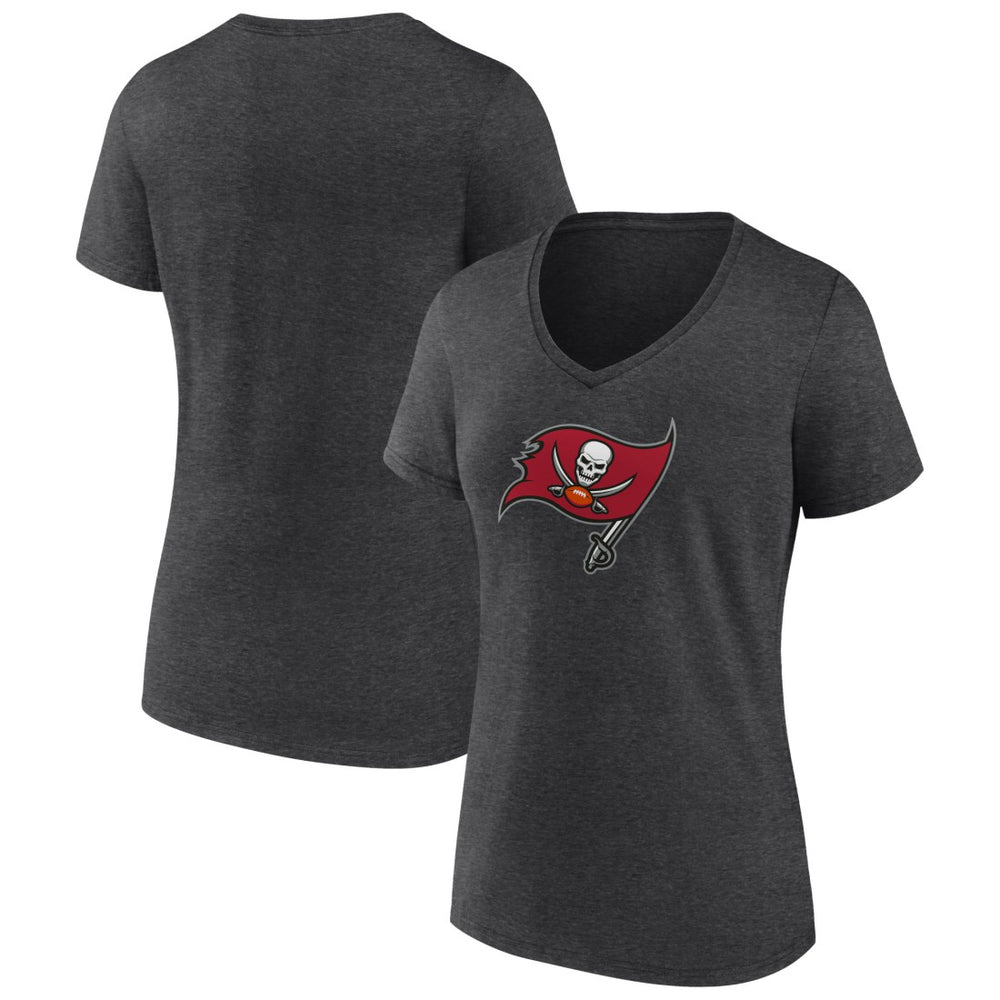 Tampa Bay Buccaneers Women's Primary Team Logo V-Neck T-Shirt - Charcoal - NFL
