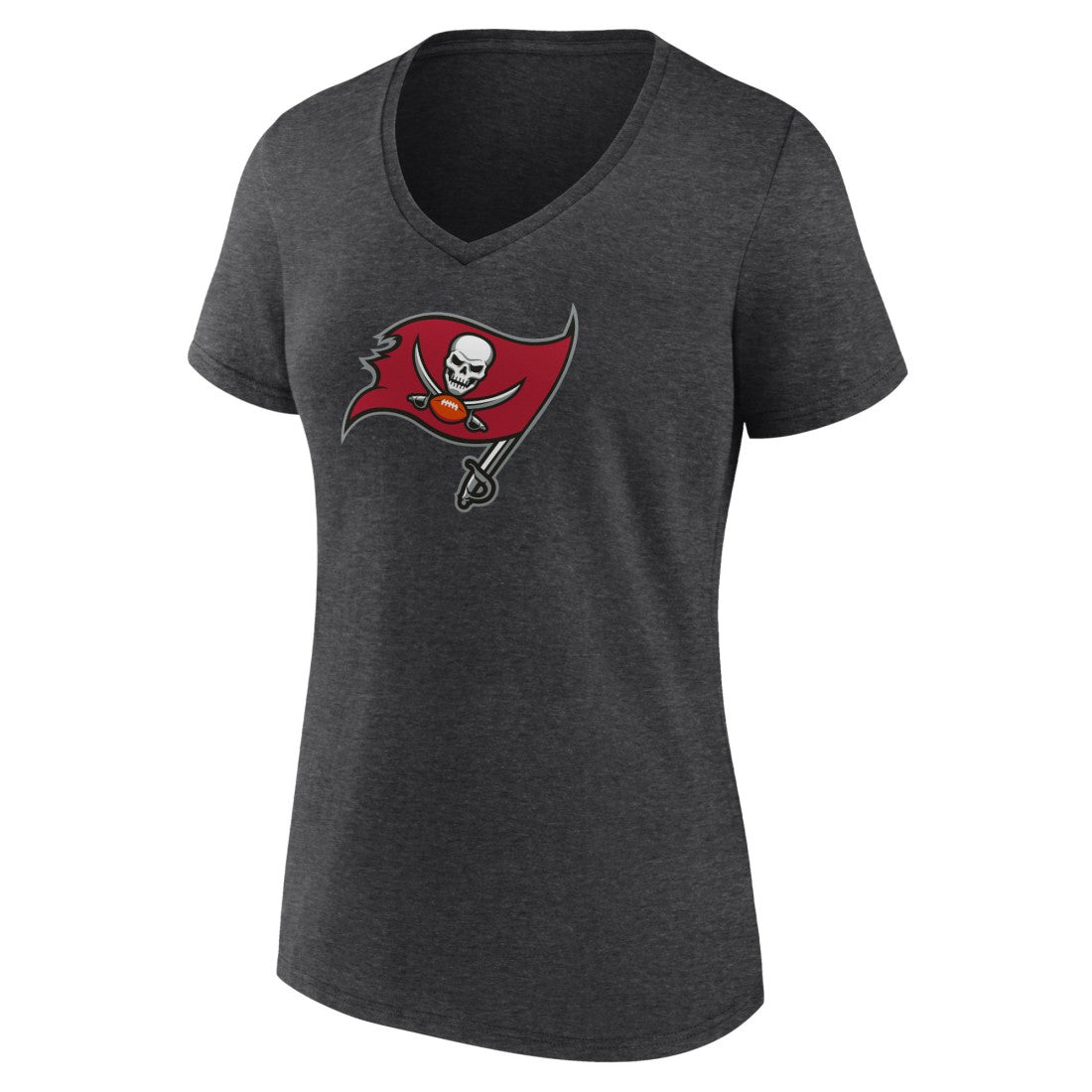 Tampa Bay Buccaneers Women's Primary Team Logo V-Neck T-Shirt - Charcoal - NFL