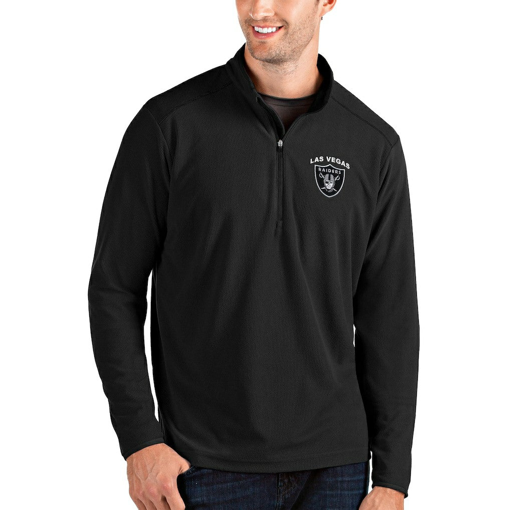 Las Vegas Raiders Antigua Glacier Quarter-Zip Pullover Jacket - Black - NFL