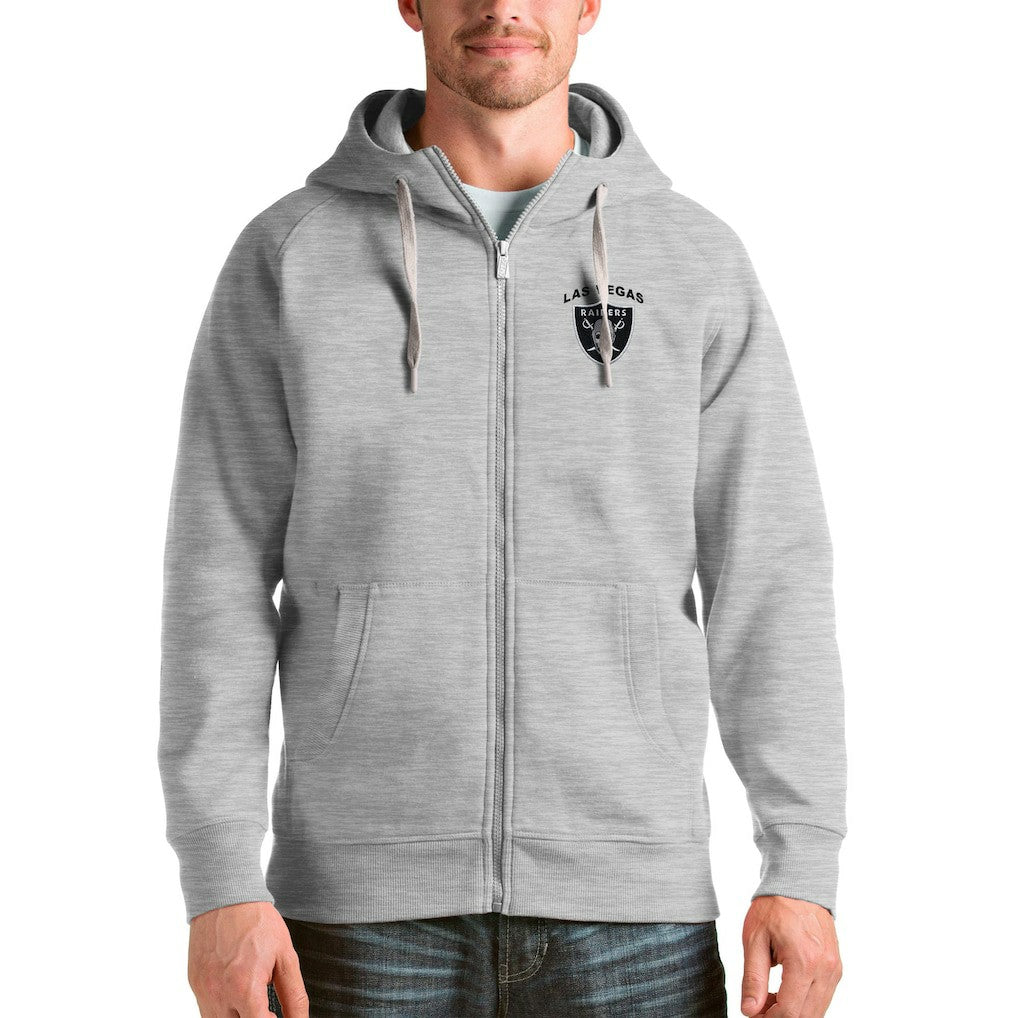 Las Vegas Raiders Antigua Victory Full-Zip Hoodie - Heather Gray - NFL