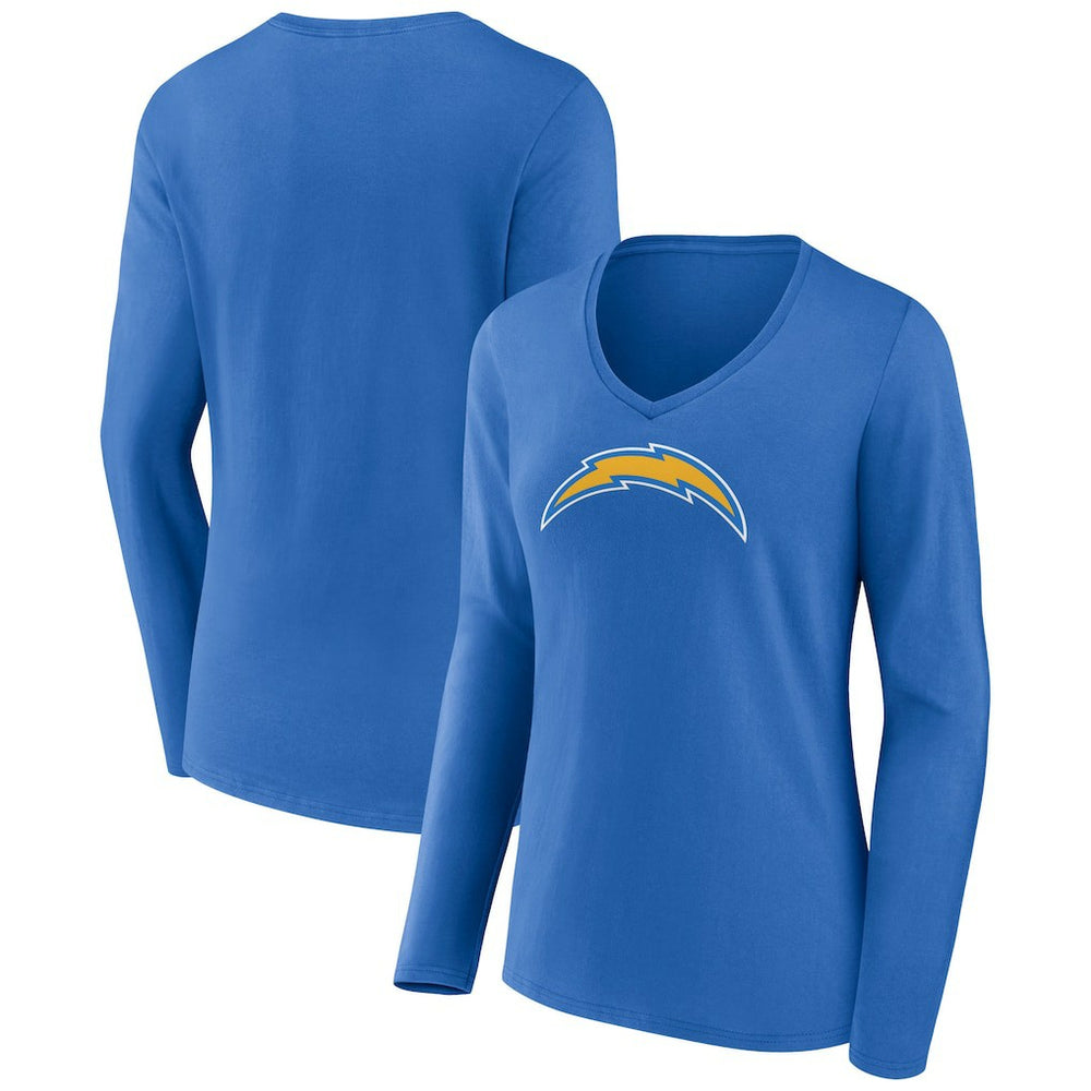 Los Angeles Chargers Women's Primary Team Logo Long Sleeve V-Neck T-Shirt - Powder Blue - NFL