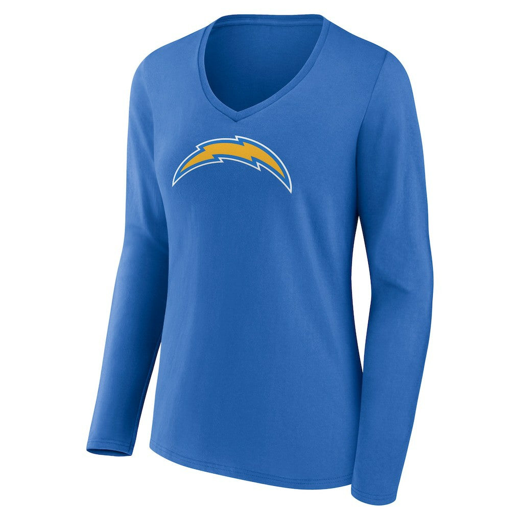 Los Angeles Chargers Women's Primary Team Logo Long Sleeve V-Neck T-Shirt - Powder Blue - NFL