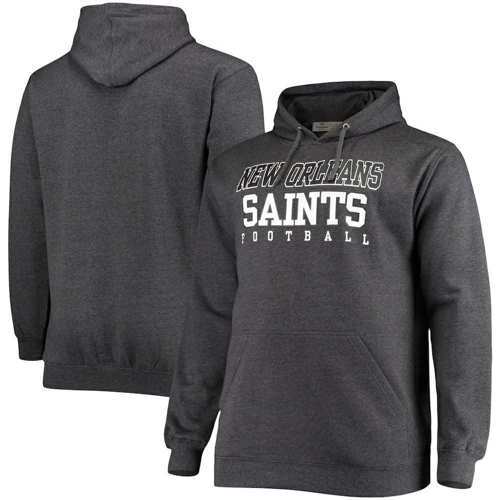 New Orleans Saints Big & Tall Practice Pullover Hoodie - Heathered Charcoal - Fanatics