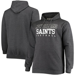 New Orleans Saints Big & Tall Practice Pullover Hoodie - Heathered Charcoal - Fanatics