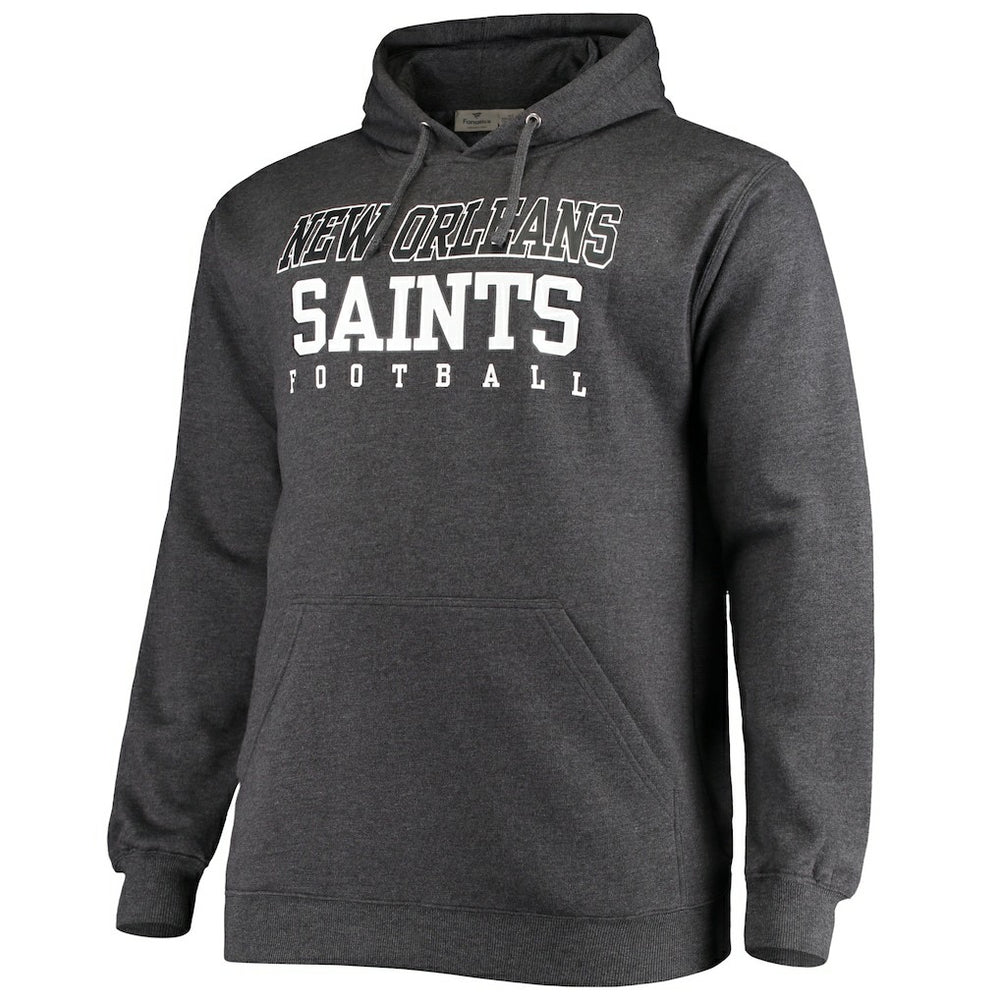 New Orleans Saints Big & Tall Practice Pullover Hoodie - Heathered Charcoal - Fanatics