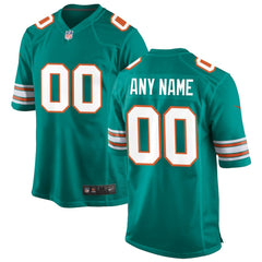 Miami Dolphins Alternate Custom Game Jersey - Aqua - Nike