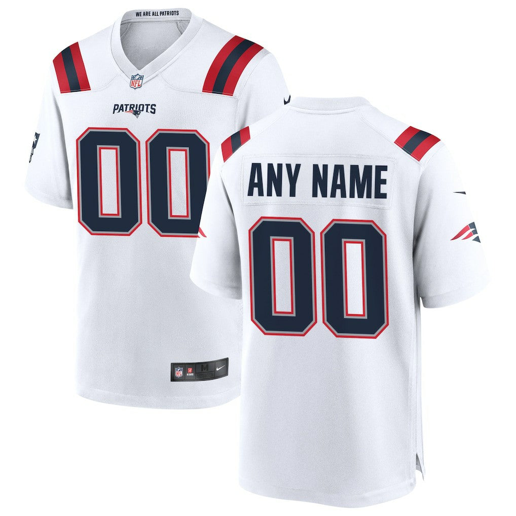 New England Patriots Custom Game Jersey - White - Nike