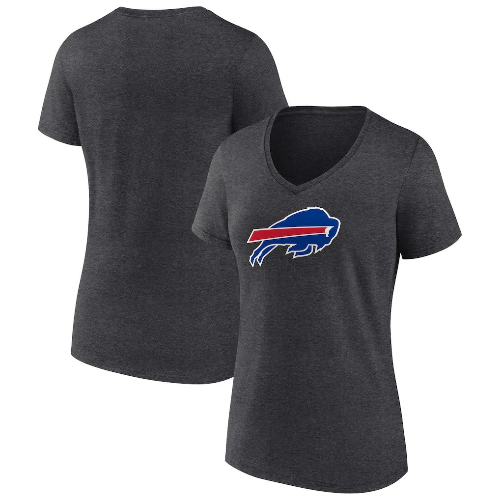 Buffalo Bills Women's Primary Team Logo V-Neck T-Shirt - Charcoal - NFL
