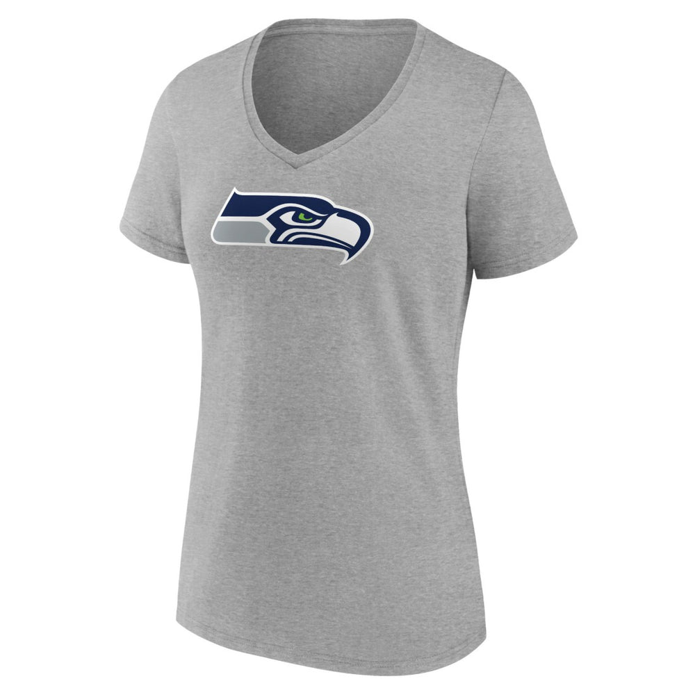 Seattle Seahawks Women's Primary Team Logo V-Neck T-Shirt - Heather Gray - NFL