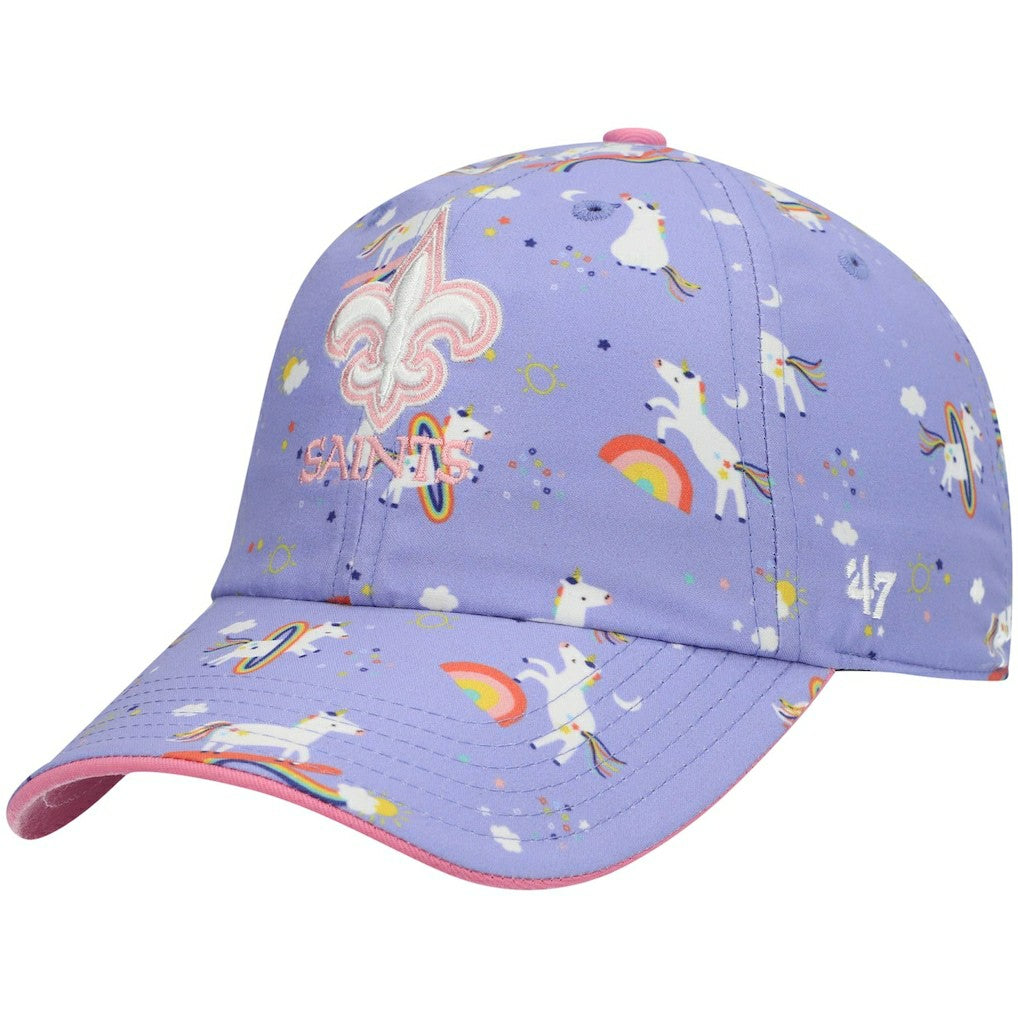 New Orleans Saints '47 Girls Preschool Unicorn Clean Up Adjustable Hat - Purple - 47 brand