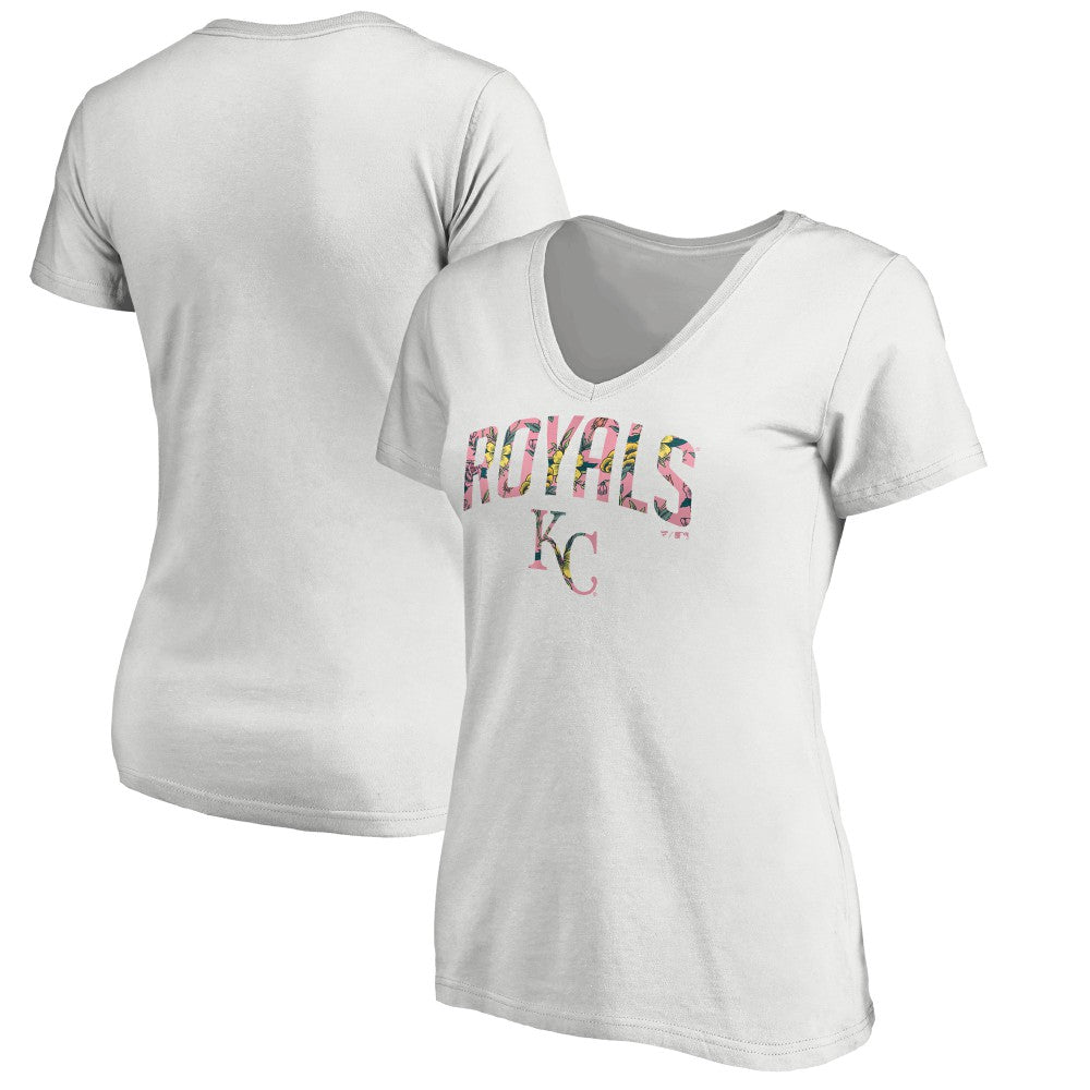 Kansas City Royals Women's Floral Arched Logo V-Neck T-Shirt Discount