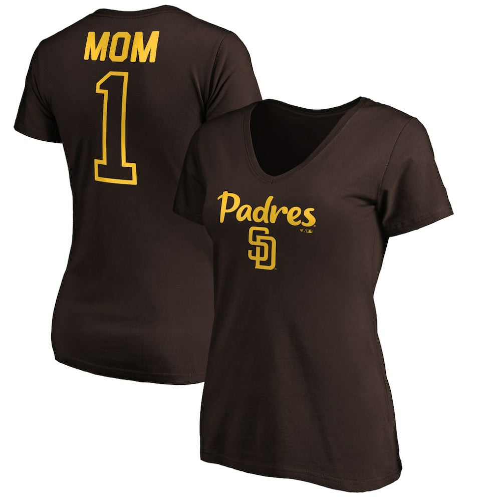 San Diego Padres Women's #1 Mom Logo V-Neck T-Shirt Online
