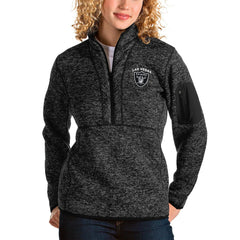 Las Vegas Raiders Antigua Women's Fortune Half-Zip Pullover Jacket - Heather Black - NFL