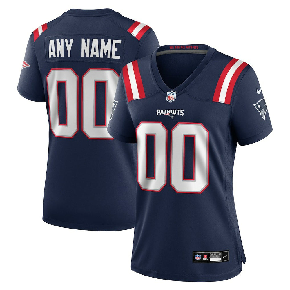 New England Patriots Women's Custom Game Jersey - Navy - Nike