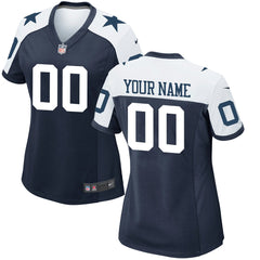 Dallas Cowboys Women's Alternate Custom Game Jersey - Navy - Nike