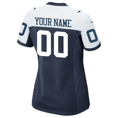 Dallas Cowboys Women's Alternate Custom Game Jersey - Navy - Nike