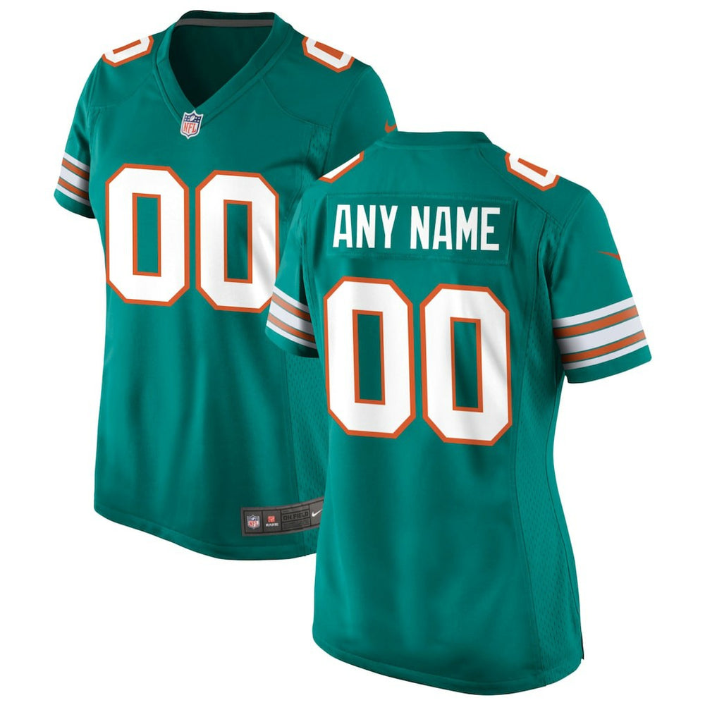 Miami Dolphins Women's Alternate Custom Game Jersey - Aqua - Nike
