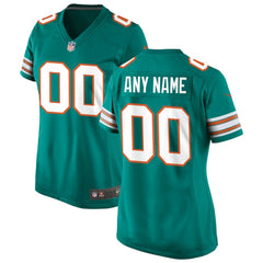 Miami Dolphins Women's Alternate Custom Game Jersey - Aqua - Nike