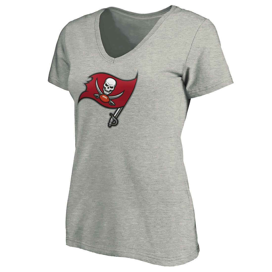 Tampa Bay Buccaneers Women's Primary Logo V-Neck T-Shirt - Heather Gray - NFL