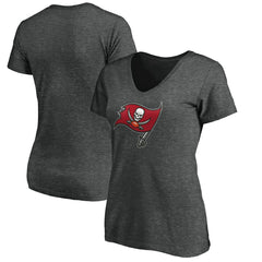 Tampa Bay Buccaneers Women's Primary Logo V-Neck T-Shirt - Heather Gray - NFL