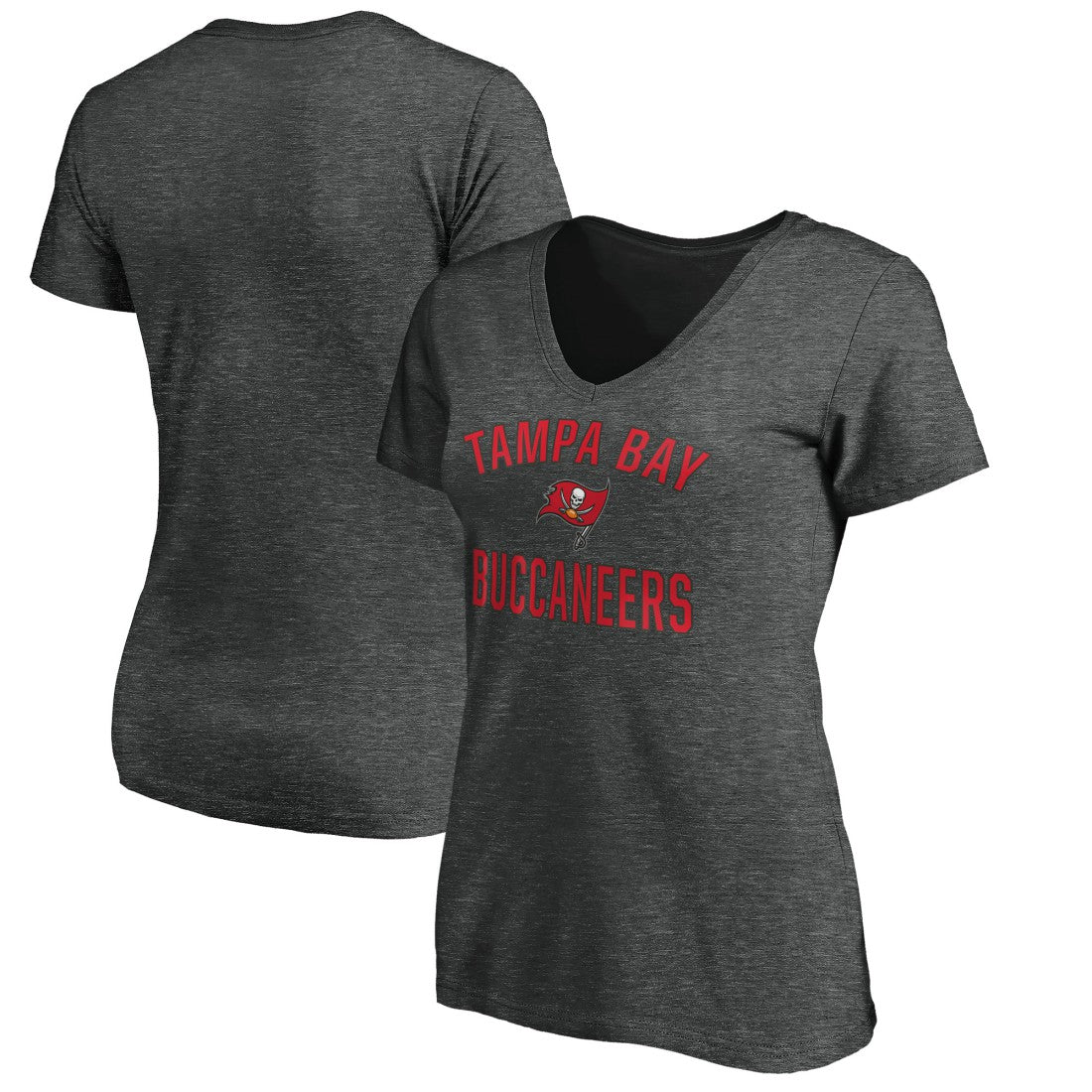 Tampa Bay Buccaneers Women's Victory Arch V-Neck T-Shirt - Heathered Gray - NFL