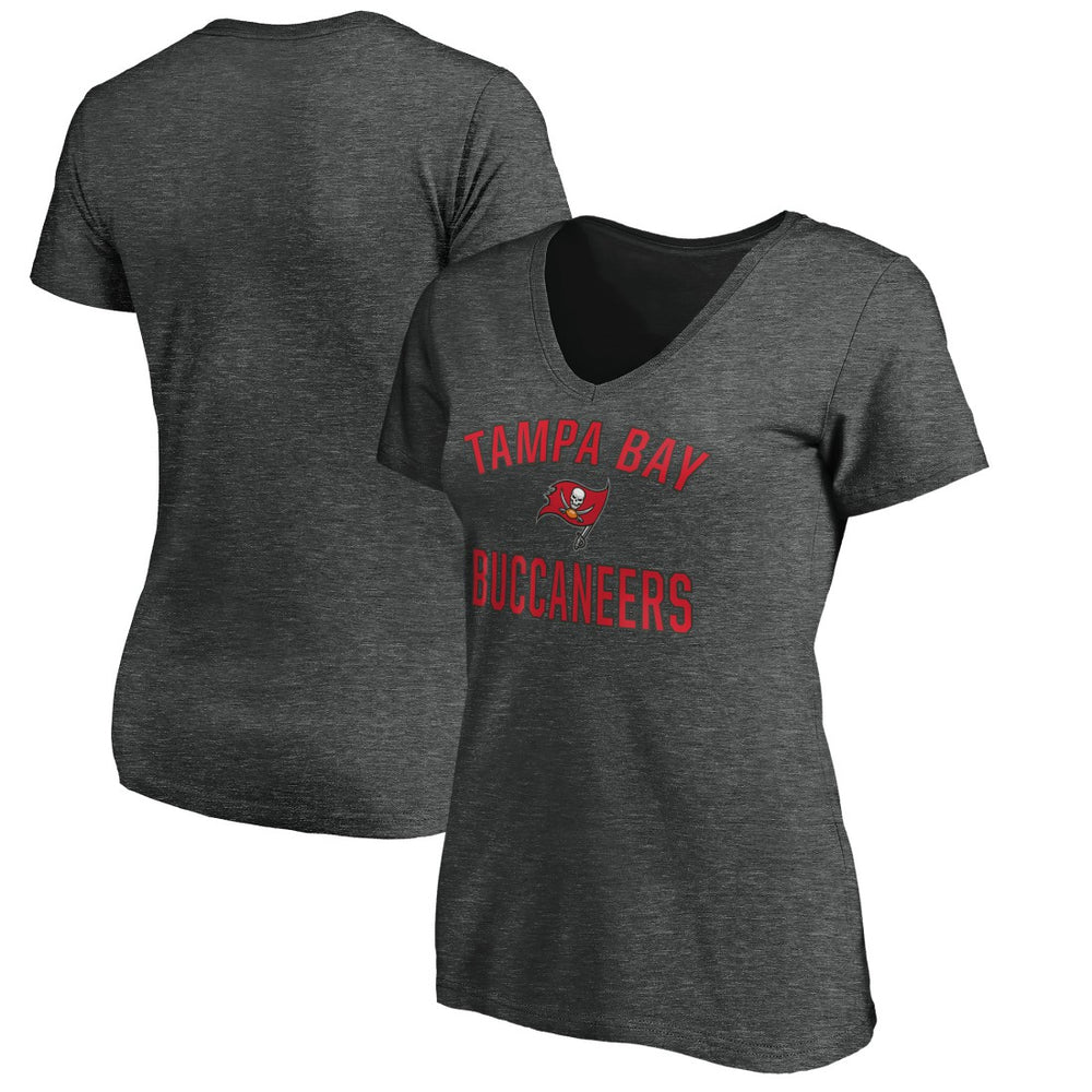 Tampa Bay Buccaneers Women's Victory Arch V-Neck T-Shirt - Heathered Gray - NFL