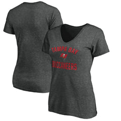 Tampa Bay Buccaneers Women's Victory Arch V-Neck T-Shirt - Heathered Gray - NFL