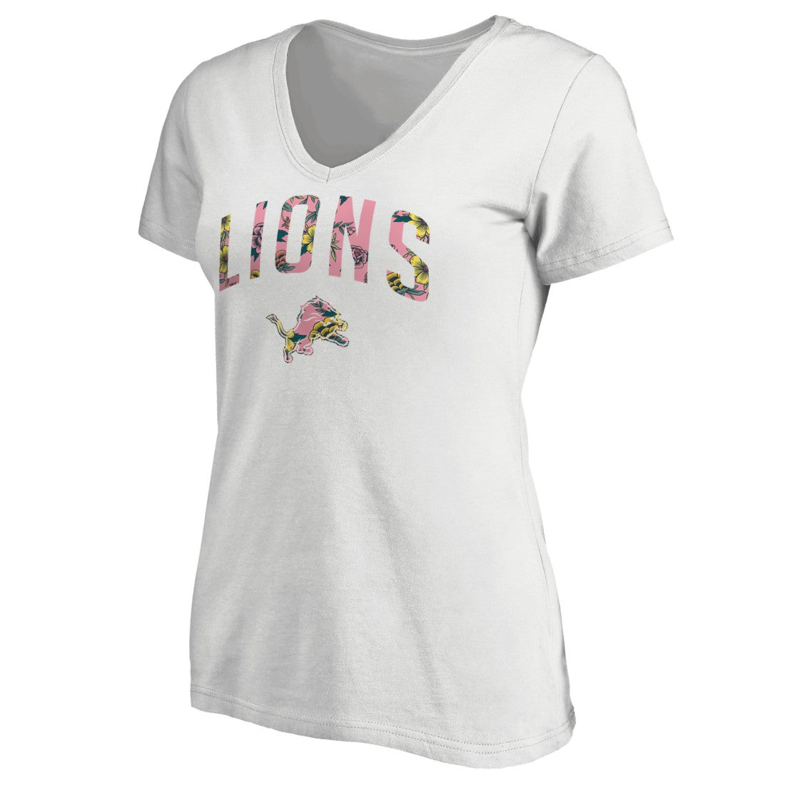 Detroit Lions Women's Floral Arch T-Shirt - White - NFL