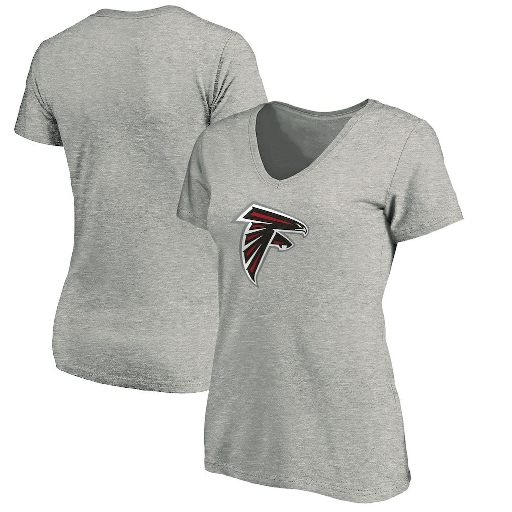 Atlanta Falcons Women's Primary Logo V-Neck T-Shirt - Heather Gray - NFL