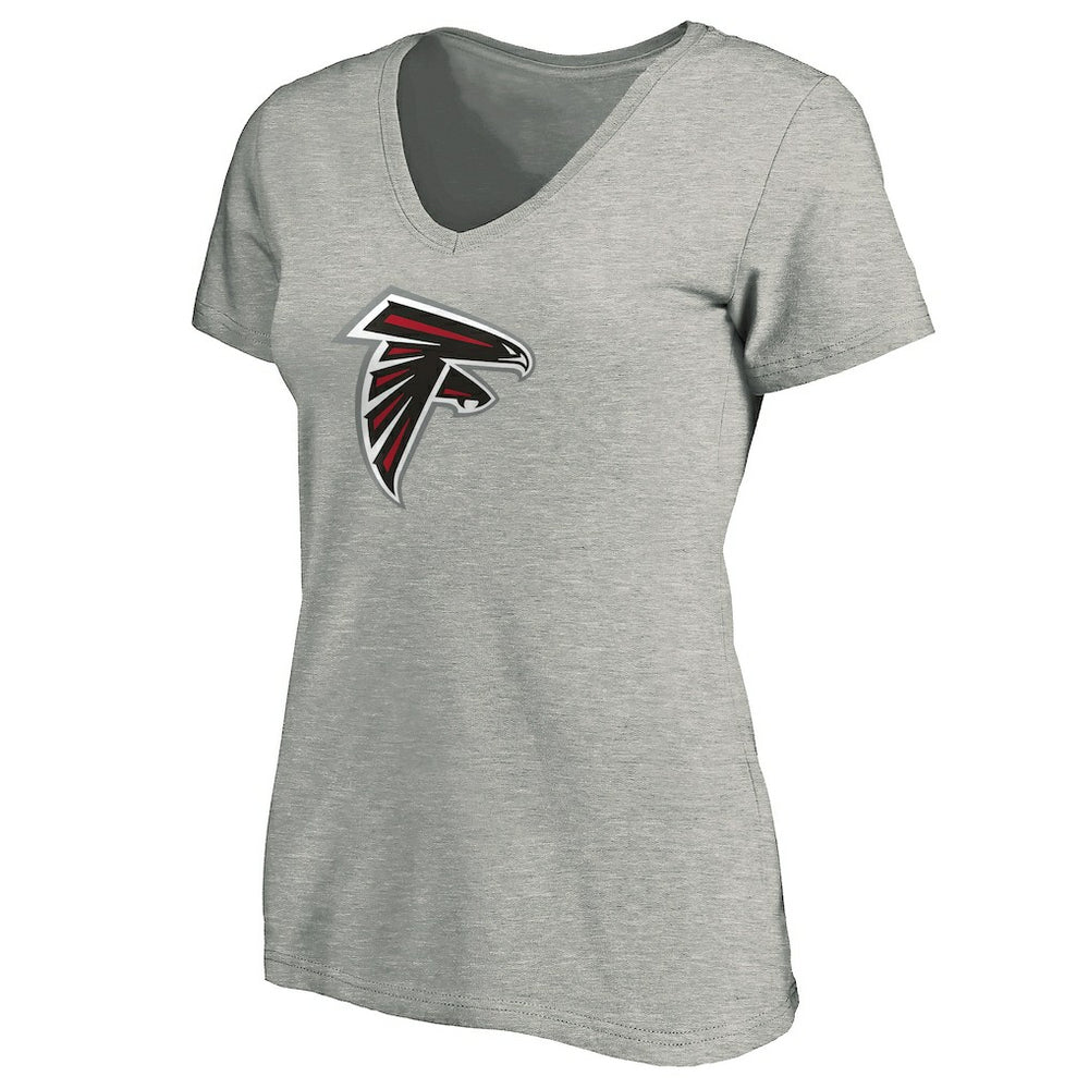 Atlanta Falcons Women's Primary Logo V-Neck T-Shirt - Heather Gray - NFL
