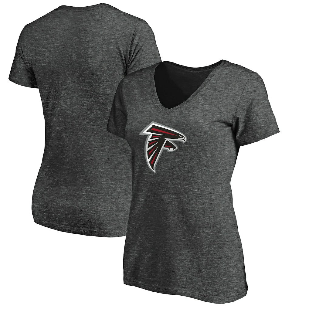 Atlanta Falcons Women's Primary Logo V-Neck T-Shirt - Heather Gray - NFL